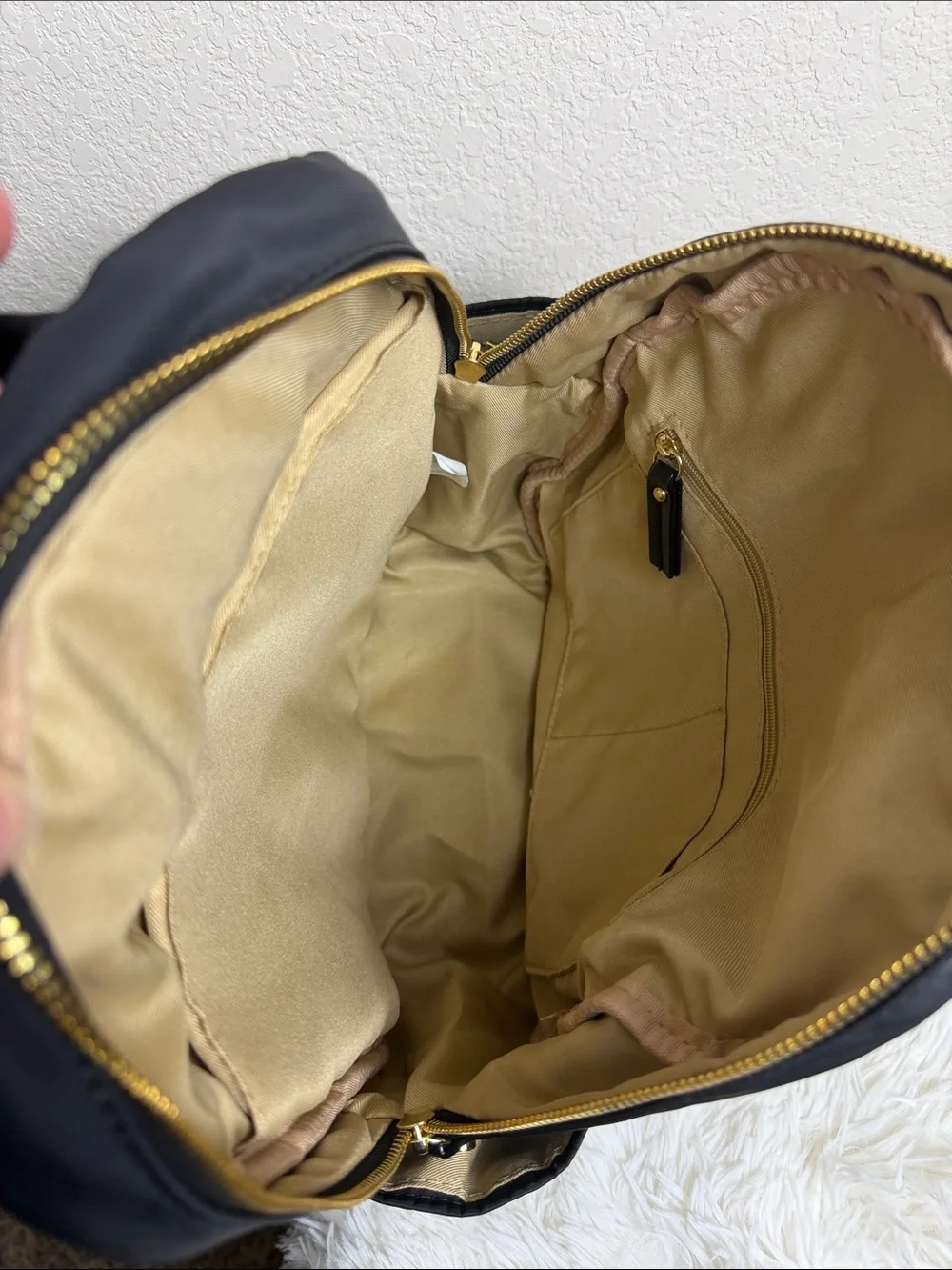 Allancia Black Nylon Backpack with Gold Hardware and Trolley Sleeve NWOT
